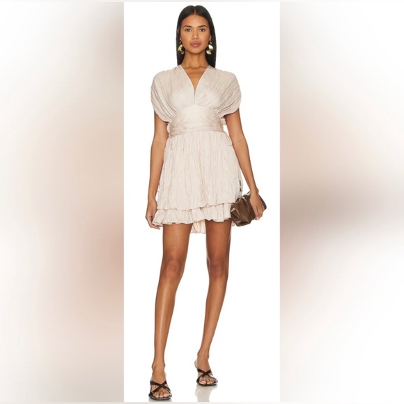 Free People Bonny Mini Dress Prosecco Light Sand Small NWT $128